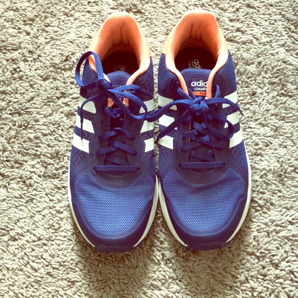 Adidas blue and pink running shoes